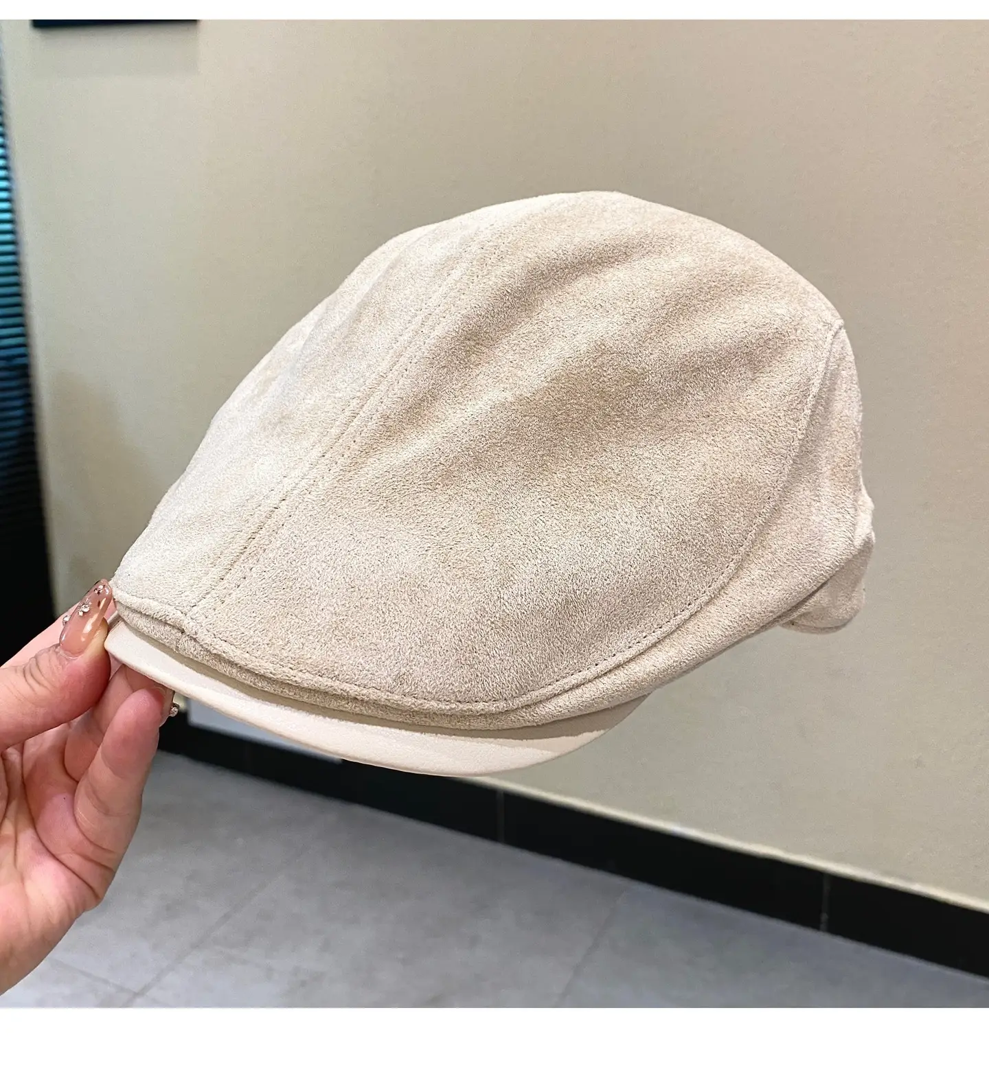 Japanese Suede Duckbill Cap Women Winter Autumn Brown White — feature 7