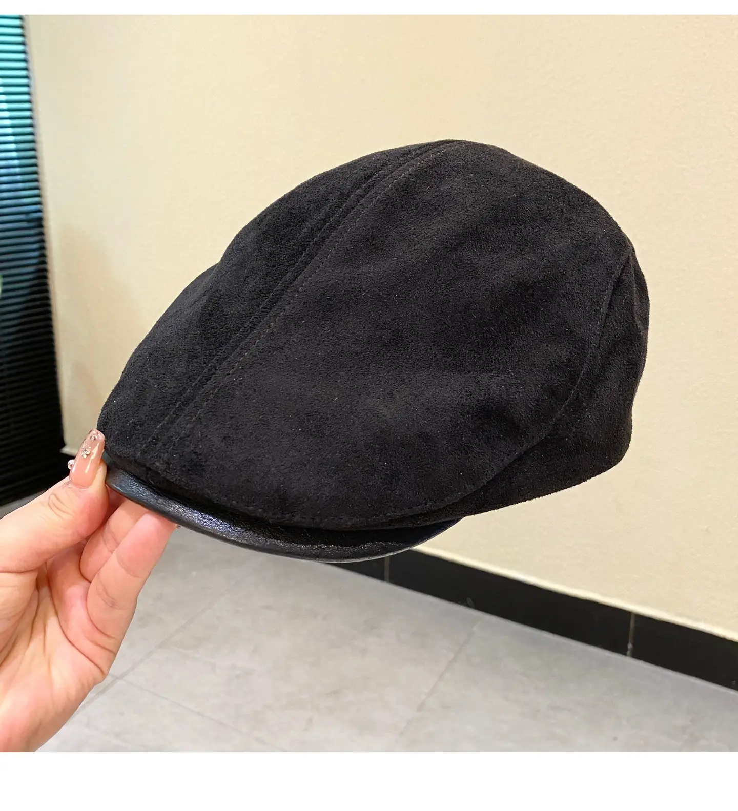 Japanese Suede Duckbill Cap Women Winter Autumn Brown White — feature 9