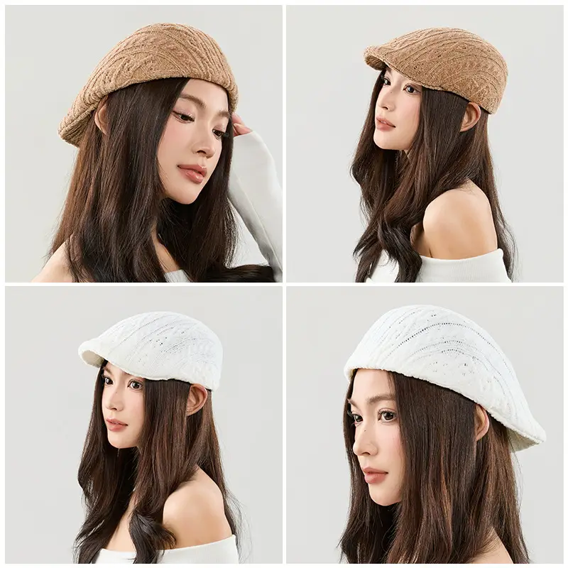 Black Casual Peaked Cap with Chenille Texture - Image 8
