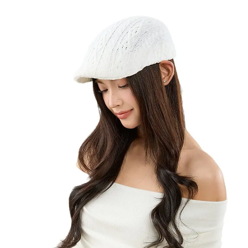 Black Casual Peaked Cap with Chenille Texture - Image 9