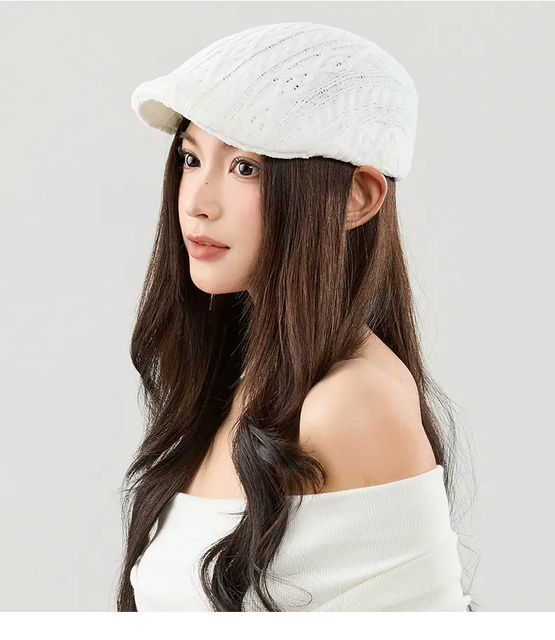 Black Casual Peaked Cap with Chenille Texture — feature 11