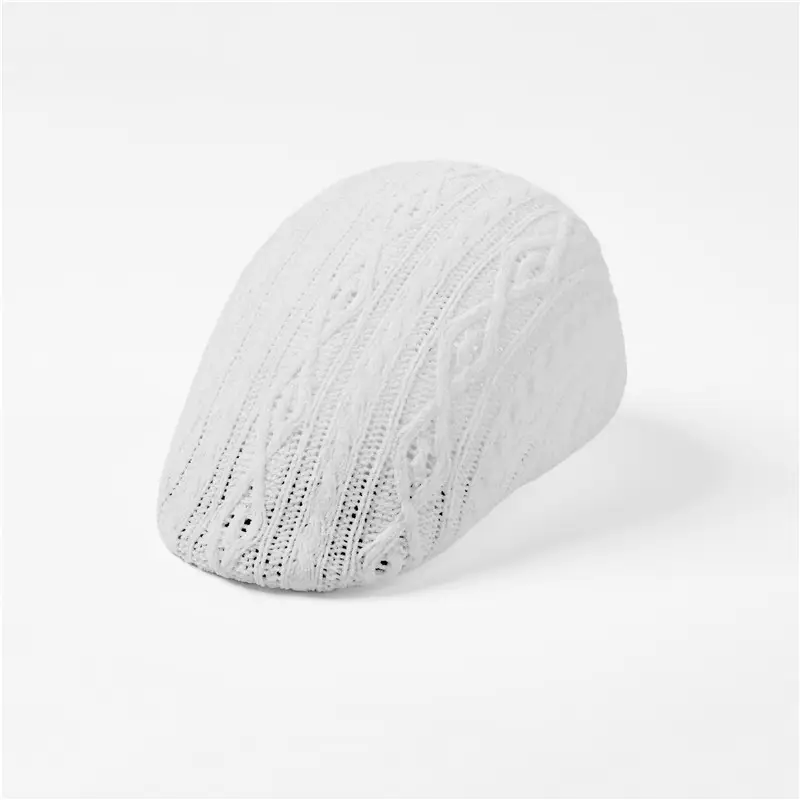 Black Casual Peaked Cap with Chenille Texture - Image 3