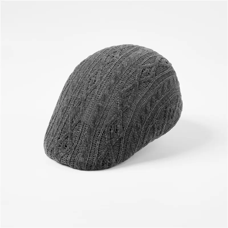 Black Casual Peaked Cap with Chenille Texture - Image 4