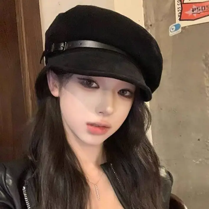 Women Japanese Retro British Style Leather Belt Flat Cap for Women Autumn and Winter New Fashion Newsboy Cap Duckbill Octagonal Beret Trendy - Image 5