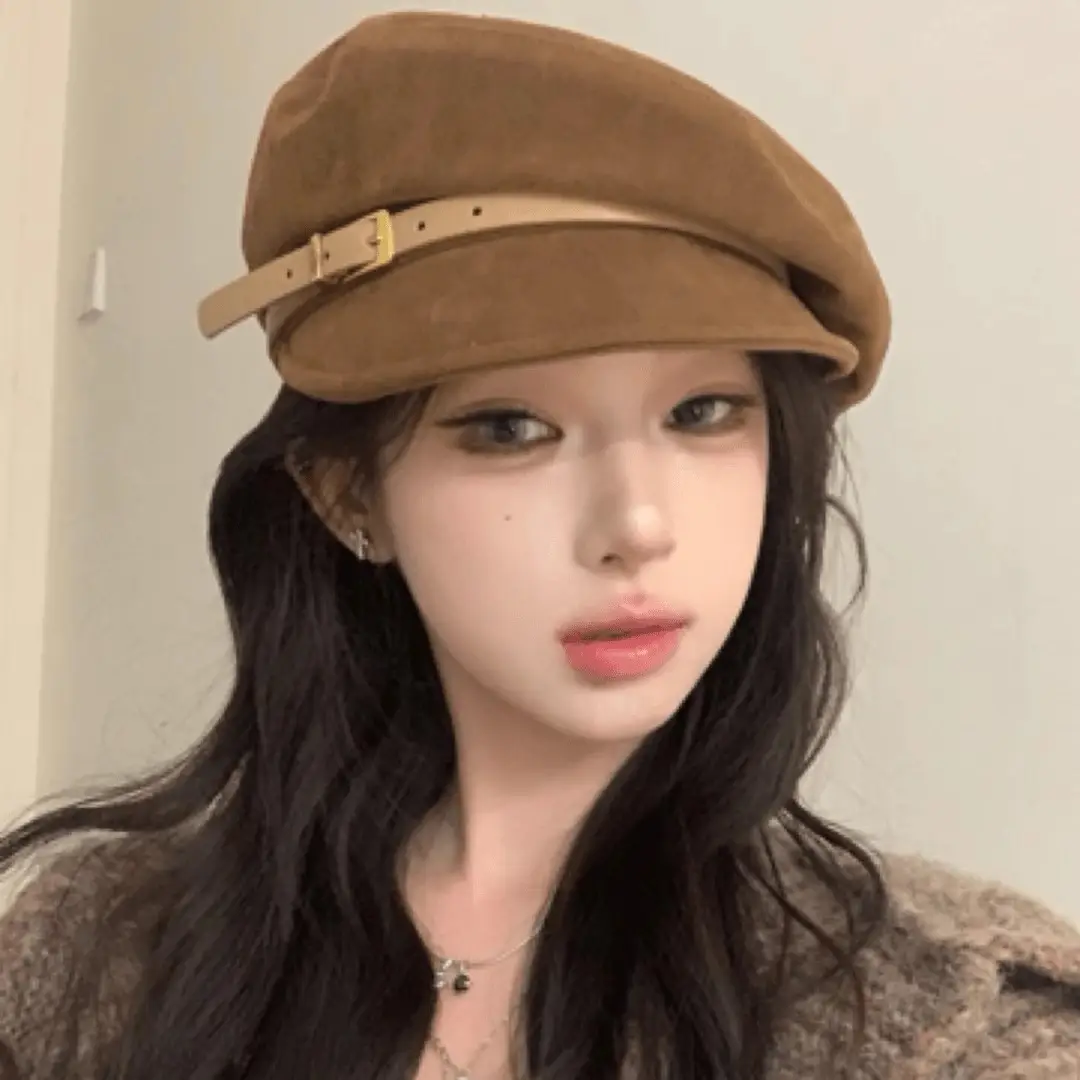 Women Japanese Retro British Style Leather Belt Flat Cap for Women Autumn and Winter New Fashion Newsboy Cap Duckbill Octagonal Beret Trendy - Image 8