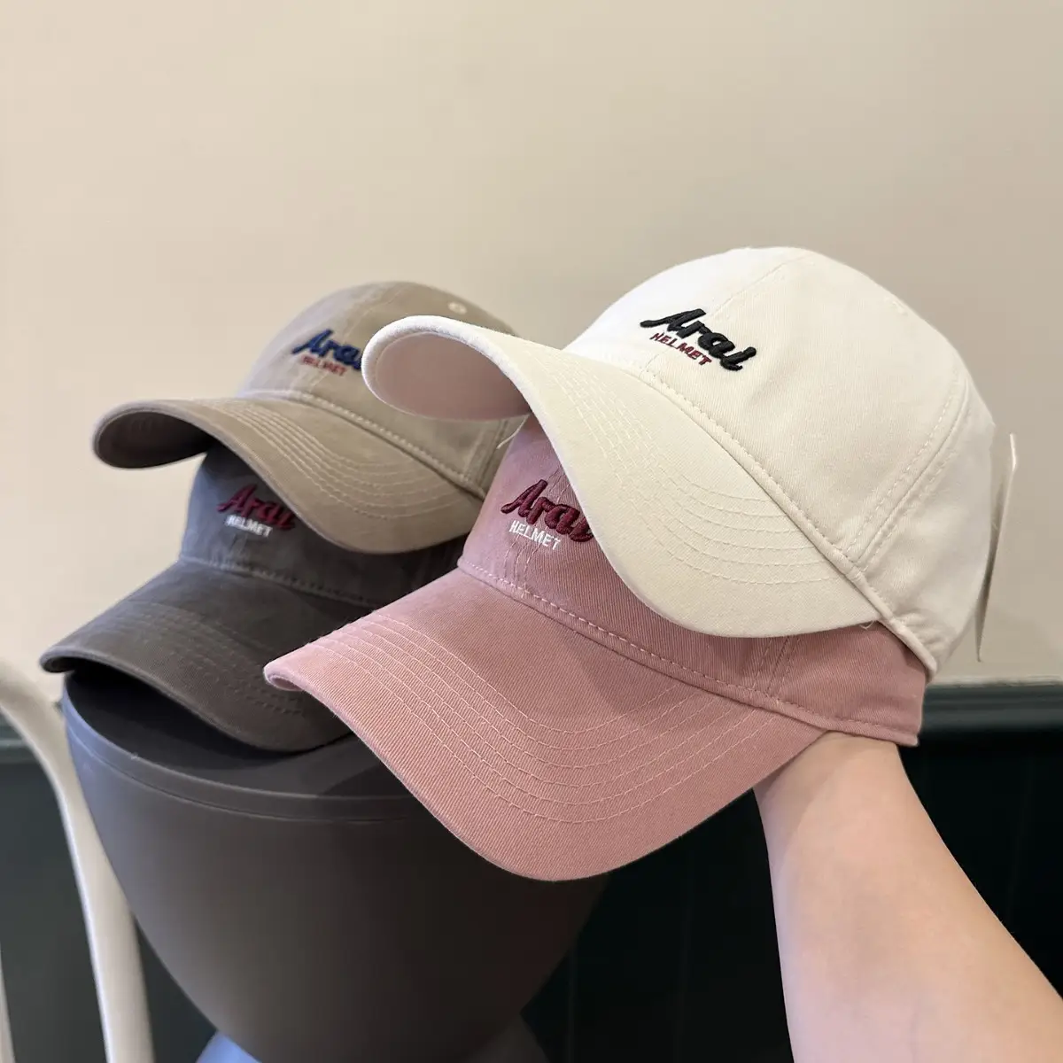 Korean Style Beige Baseball Cap for Women with Embroidered Letter Design - Image 9