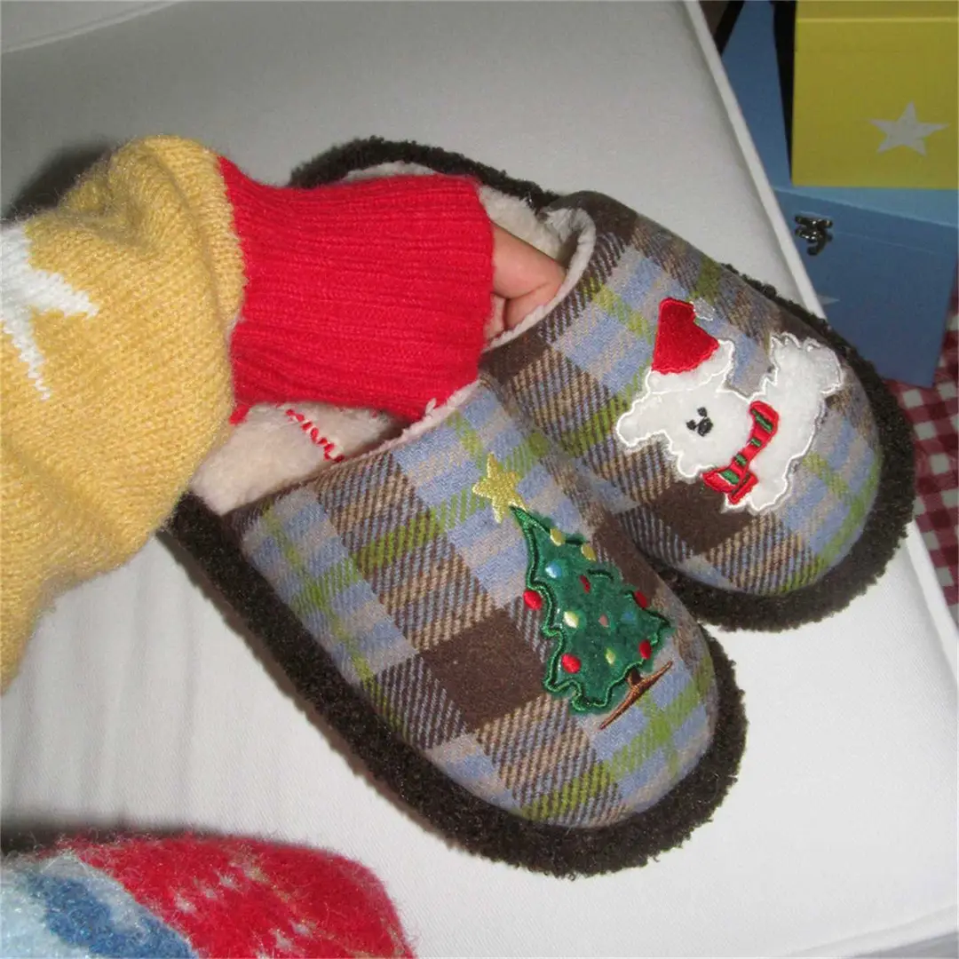 Gukoo/Guokshell Plush Cotton Slippers for Women Original Hohong Puppy New Cute Home Non-Slip Floor Mop