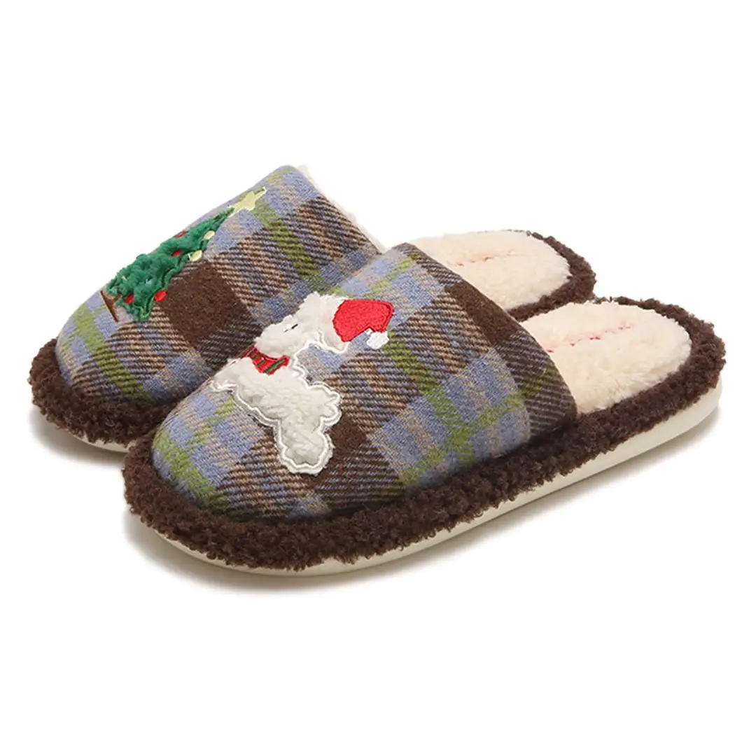 Gukoo/Guokshell Plush Cotton Slippers for Women Original Hohong Puppy New Cute Home Non-Slip Floor Mop