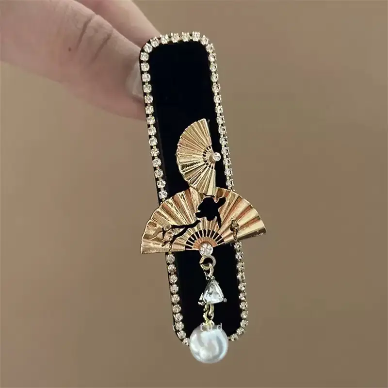 Flower Diamond Bell Long Tassel Hairpin Accessible Luxury Design Ethnic Style Fashionable Hair Accessories Women's Bb Clip