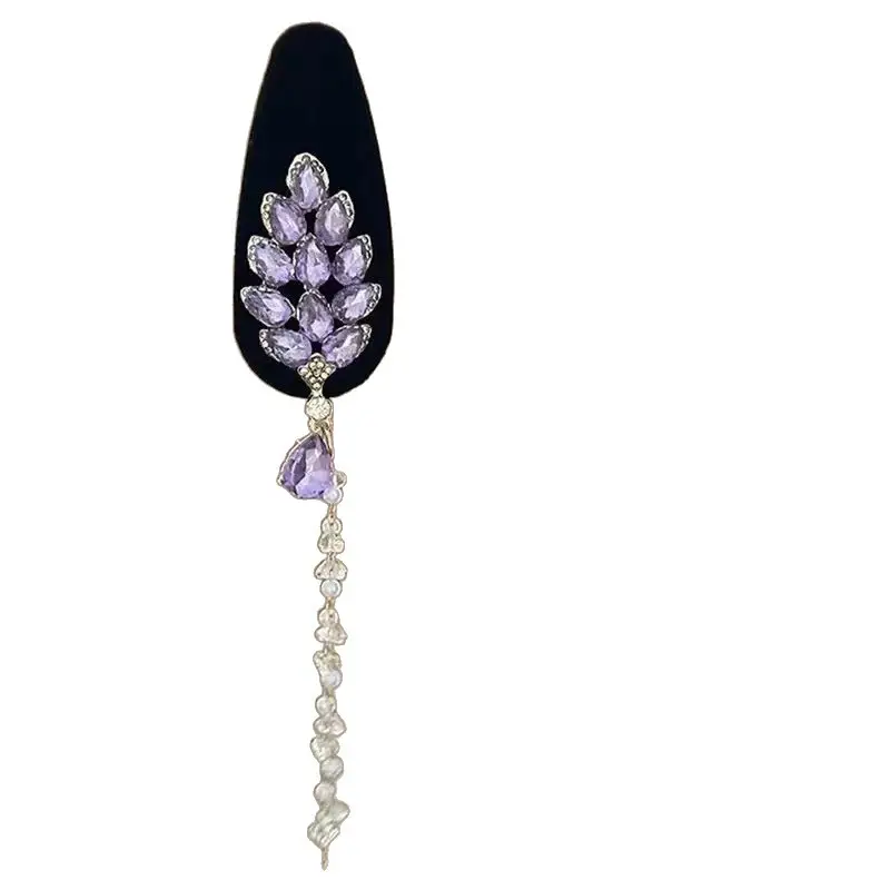 Flower Diamond Bell Long Tassel Hairpin Accessible Luxury Design Ethnic Style Fashionable Hair Accessories Women's Bb Clip
