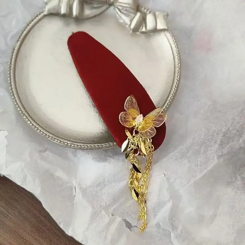 Flower Diamond Bell Long Tassel Hairpin Accessible Luxury Design Ethnic Style Fashionable Hair Accessories Women's Bb Clip — feature 25