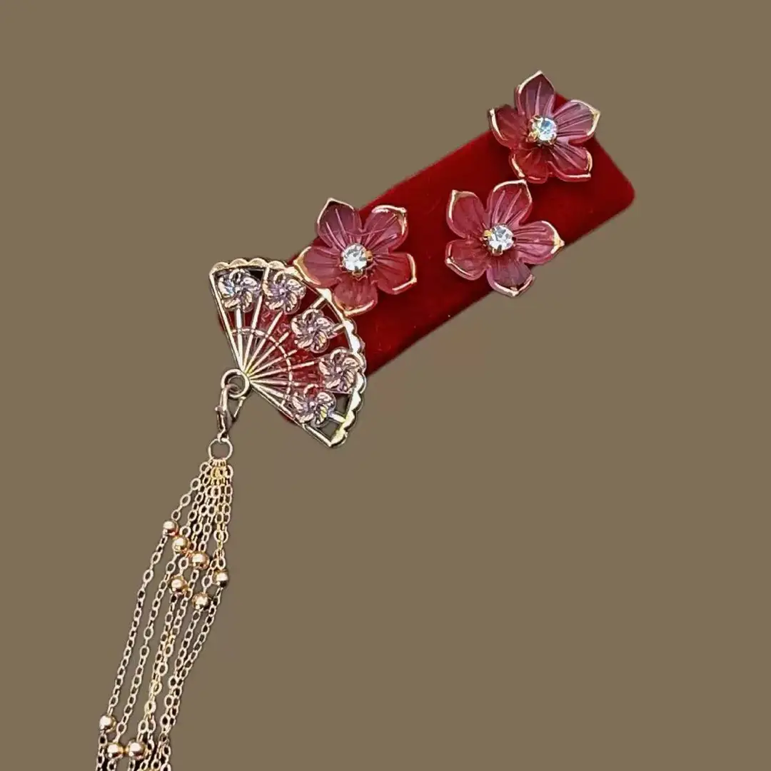 Flower Diamond Bell Long Tassel Hairpin Accessible Luxury Design Ethnic Style Fashionable Hair Accessories Women's Bb Clip — feature 27