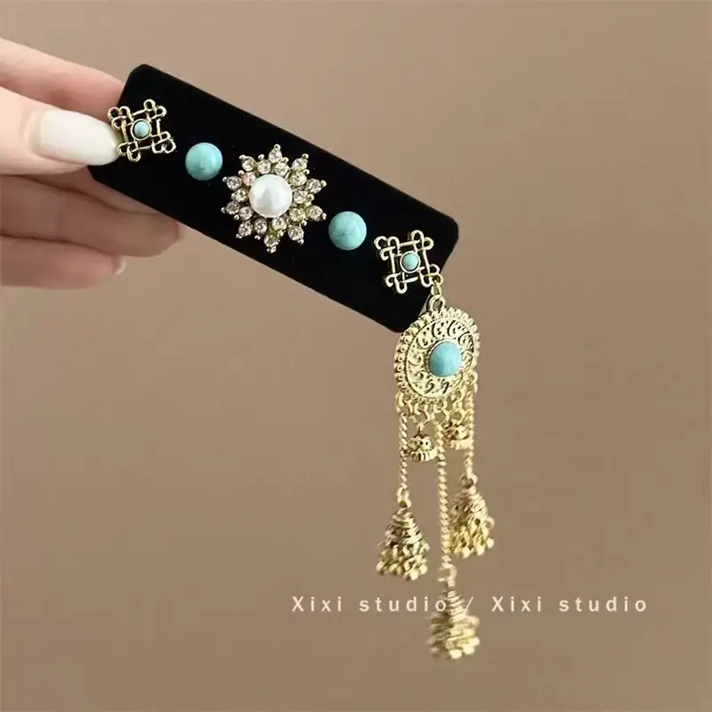 Flower Diamond Bell Long Tassel Hairpin Accessible Luxury Design Ethnic Style Fashionable Hair Accessories Women's Bb Clip — feature 30