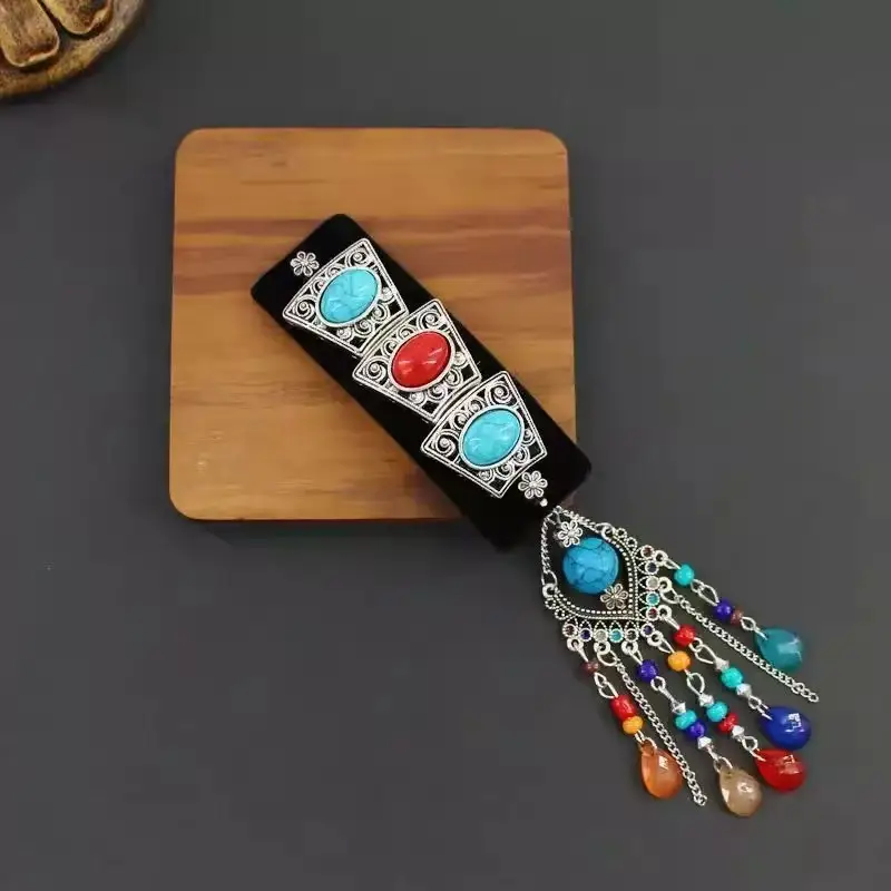 Flower Diamond Bell Long Tassel Hairpin Accessible Luxury Design Ethnic Style Fashionable Hair Accessories Women's Bb Clip — feature 5