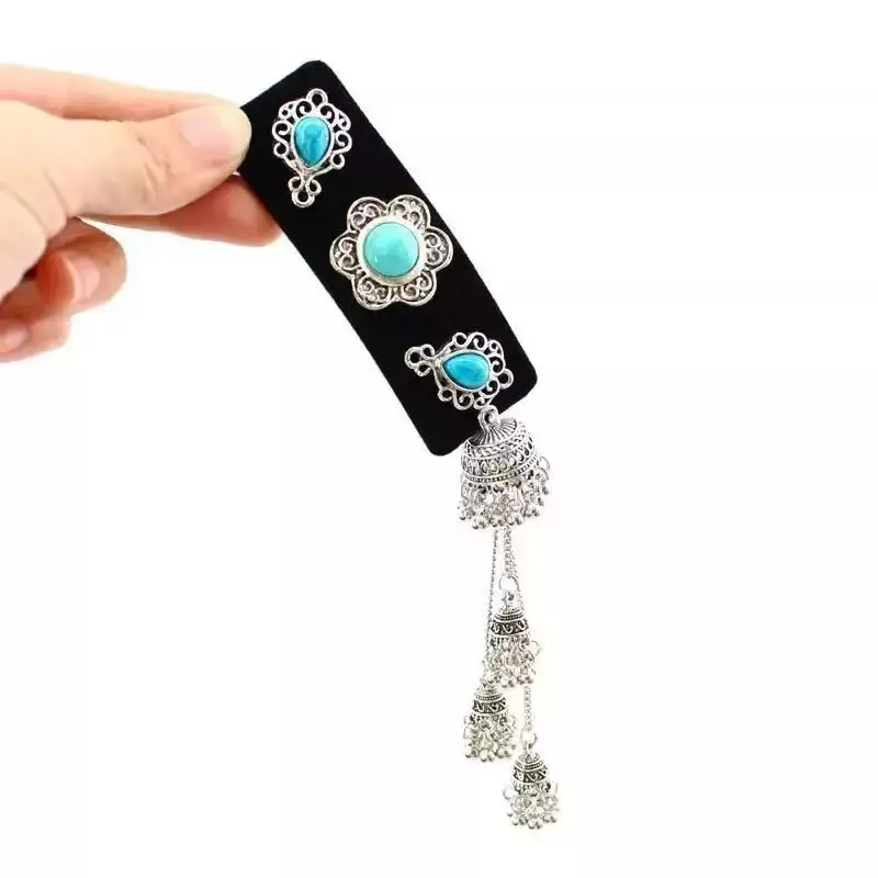 Flower Diamond Bell Long Tassel Hairpin Accessible Luxury Design Ethnic Style Fashionable Hair Accessories Women's Bb Clip — feature 7