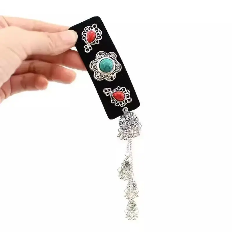 Flower Diamond Bell Long Tassel Hairpin Accessible Luxury Design Ethnic Style Fashionable Hair Accessories Women's Bb Clip — feature 8