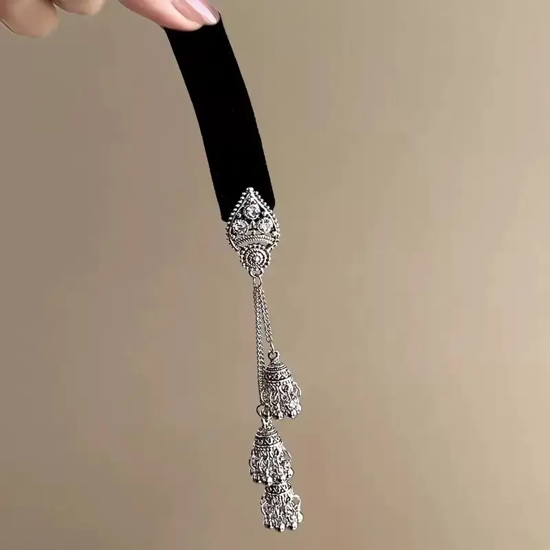 Flower Diamond Bell Long Tassel Hairpin Accessible Luxury Design Ethnic Style Fashionable Hair Accessories Women's Bb Clip — feature 9