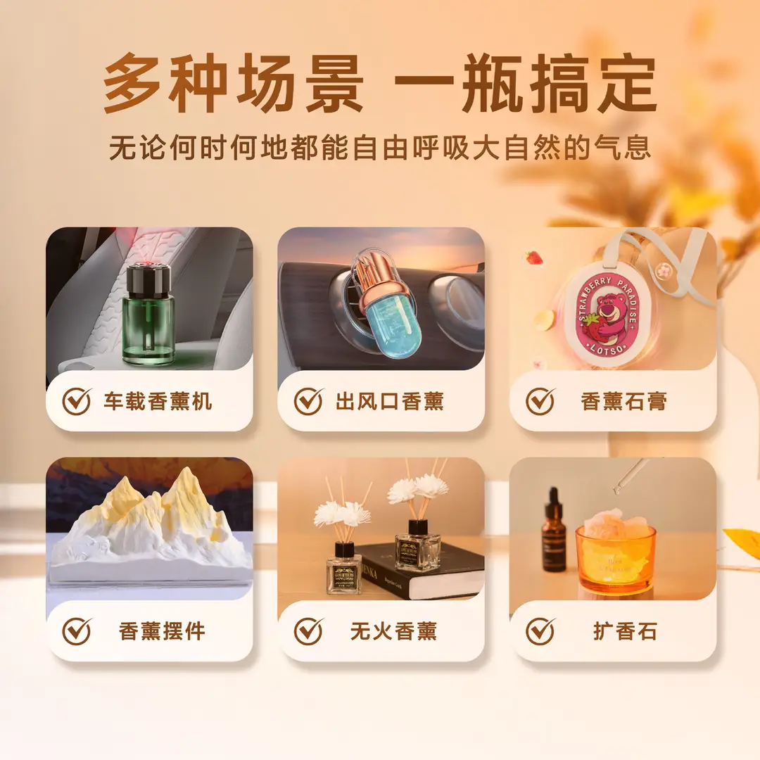 Car Aromatherapy Refill Liquid 10ml Car Interior Plant Essential Oil Fragrance Deodorizing Perfume Diffuser Long-Lasting Fragrance