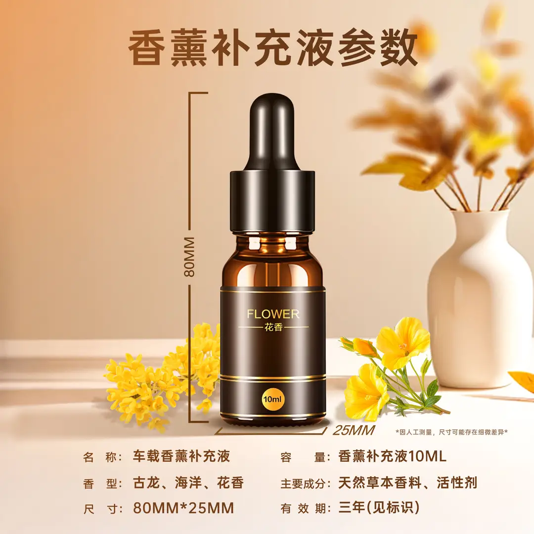 Car Aromatherapy Refill Liquid 10ml Car Interior Plant Essential Oil Fragrance Deodorizing Perfume Diffuser Long-Lasting Fragrance