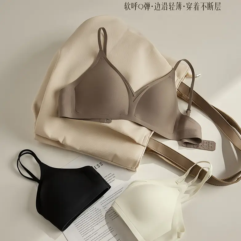 French Seamless Satin Deep V Intimates for Women with Small Breasts, Push-Up Support to Prevent Sagging, Thin Cup Comfortable Bra - Image 22