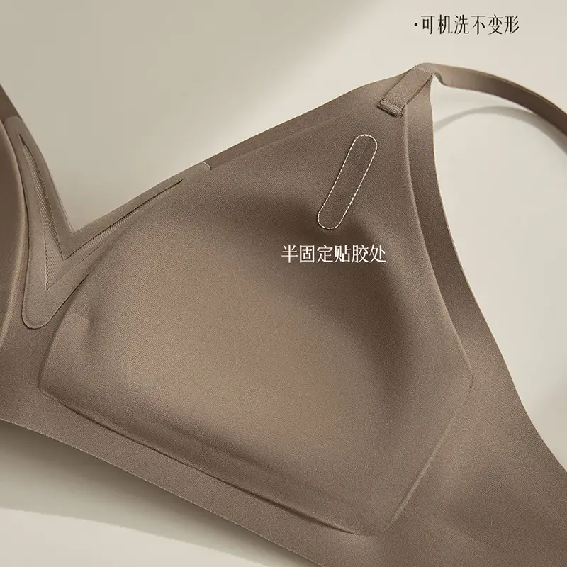 French Seamless Satin Deep V Intimates for Women with Small Breasts, Push-Up Support to Prevent Sagging, Thin Cup Comfortable Bra - Image 23