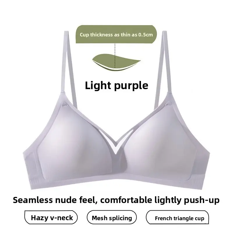 French Seamless Satin Deep V Intimates for Women with Small Breasts, Push-Up Support to Prevent Sagging, Thin Cup Comfortable Bra - Image 17