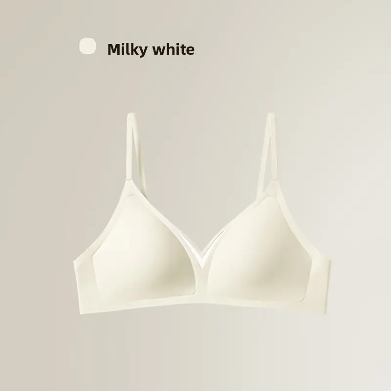 French Seamless Satin Deep V Intimates for Women with Small Breasts, Push-Up Support to Prevent Sagging, Thin Cup Comfortable Bra - Image 2