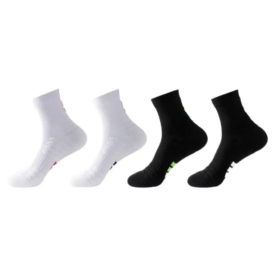 Men's Pure Cotton Badminton Socks White Red - Image 9