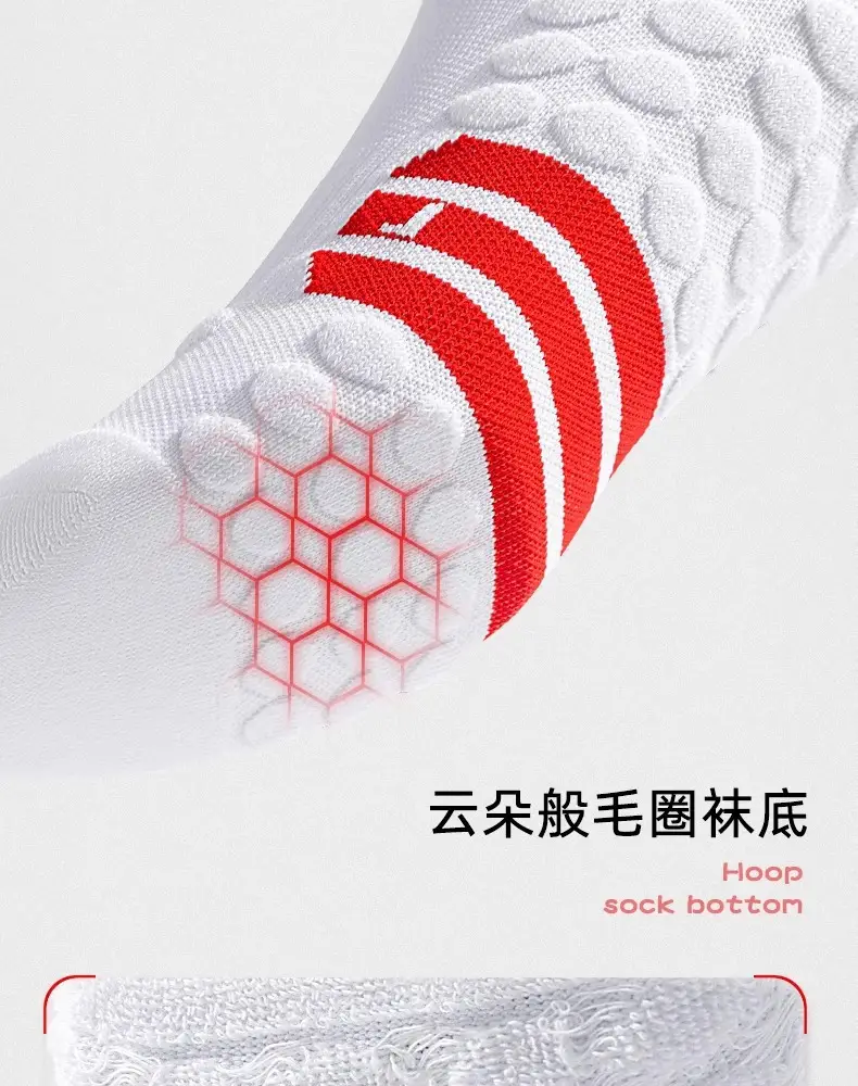 Men's Pure Cotton Badminton Socks White Red — feature 6