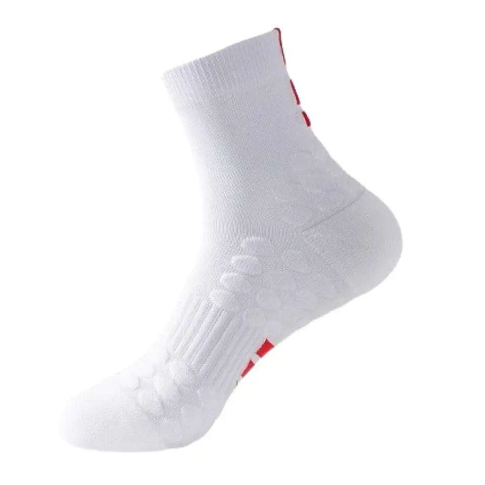 Men's Pure Cotton Badminton Socks White Red
