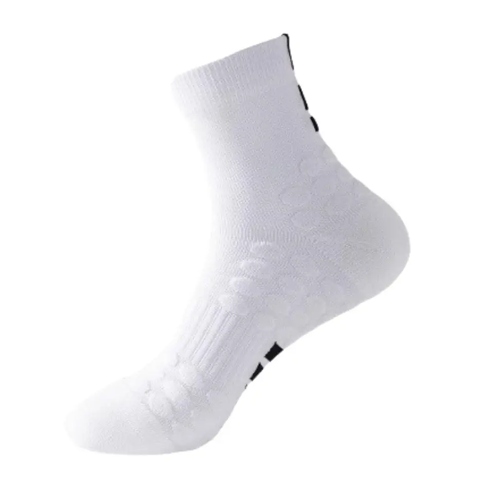 Men's Pure Cotton Badminton Socks White Red - Image 2