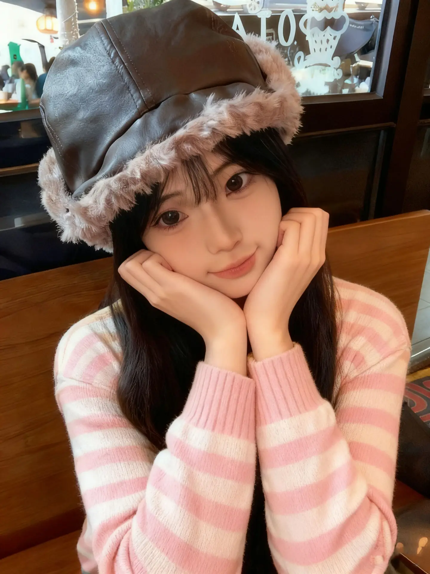 Korean Style Leather Ear Hat with Plush Strap — feature 9