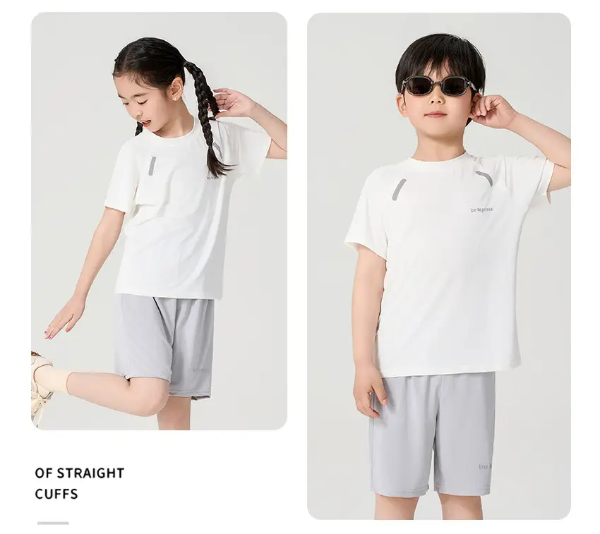 2025 Kids Ice Mesh T-Shirt Suit Mint Gray — feature 11
