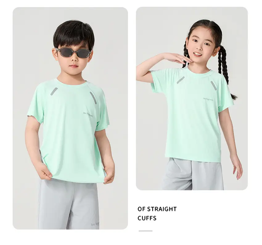 2025 Kids Ice Mesh T-Shirt Suit Mint Gray — feature 12