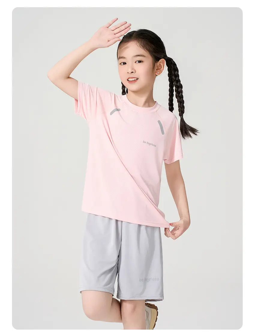 2025 Kids Ice Mesh T-Shirt Suit Mint Gray — feature 13