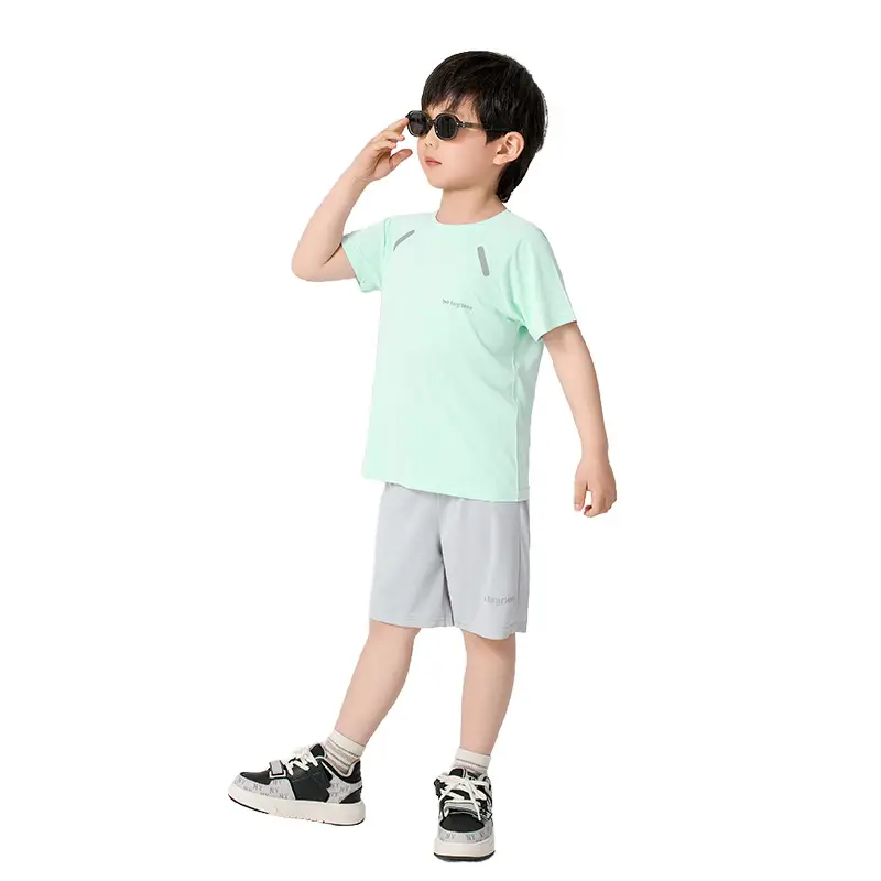2025 Kids Ice Mesh T-Shirt Suit Mint Gray