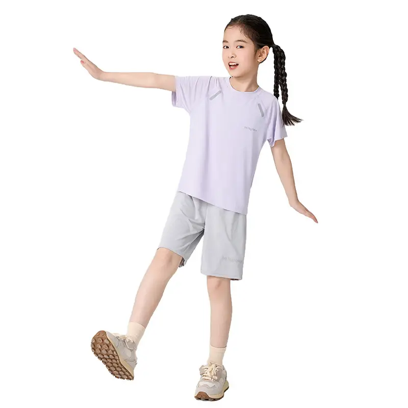 2025 Kids Ice Mesh T-Shirt Suit Mint Gray