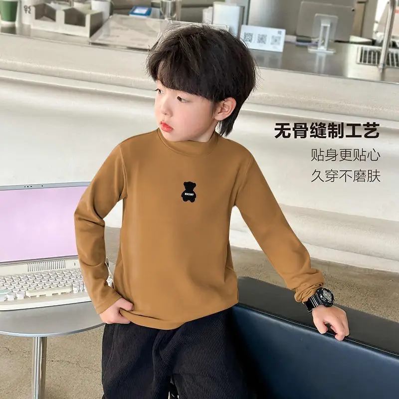 Children's Boys Thermal Half-High Collar T-Shirt Black - Image 8