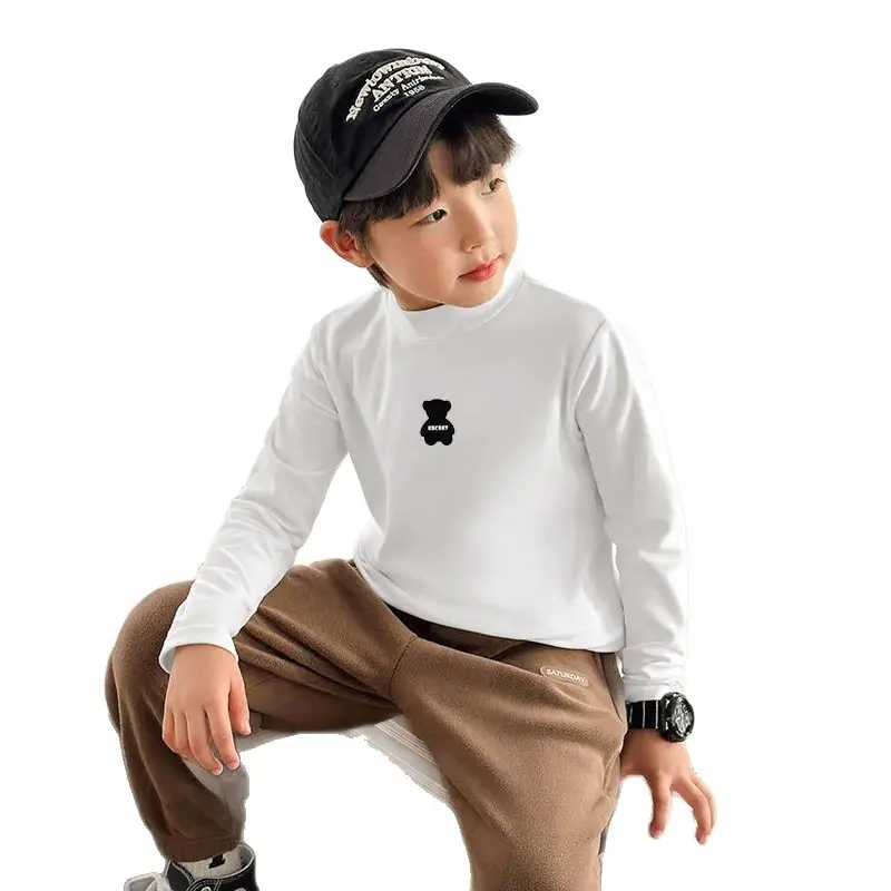 Children's Boys Thermal Half-High Collar T-Shirt Black - Image 11