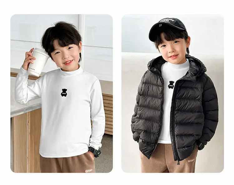 Children's Boys Thermal Half-High Collar T-Shirt Black — feature 11
