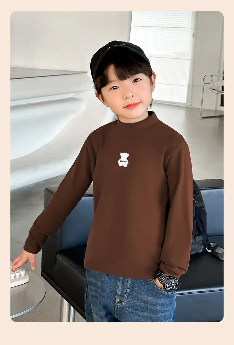 Children's Boys Thermal Half-High Collar T-Shirt Black — feature 9