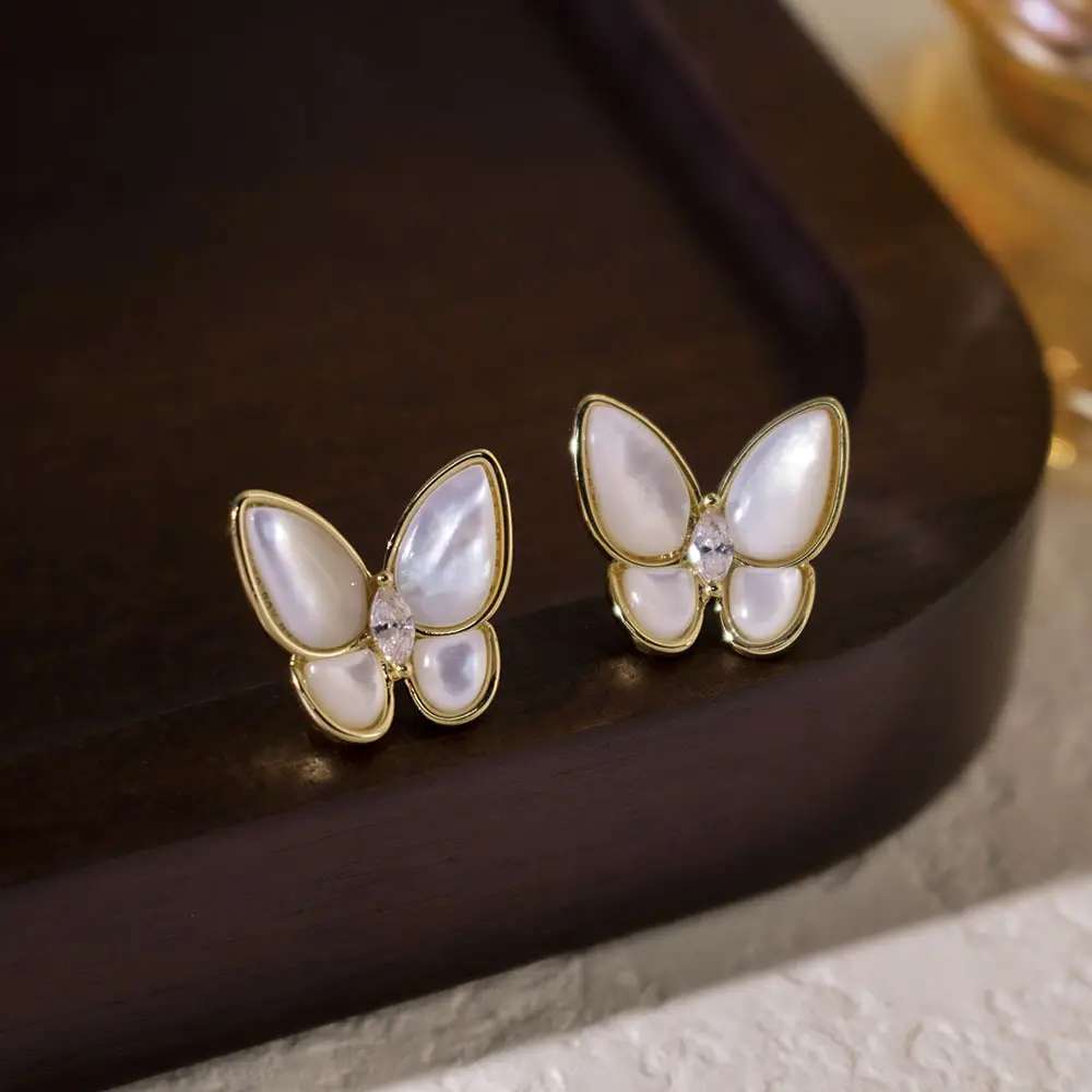 Silver Butterfly Pearl Earrings for Women - Image 66