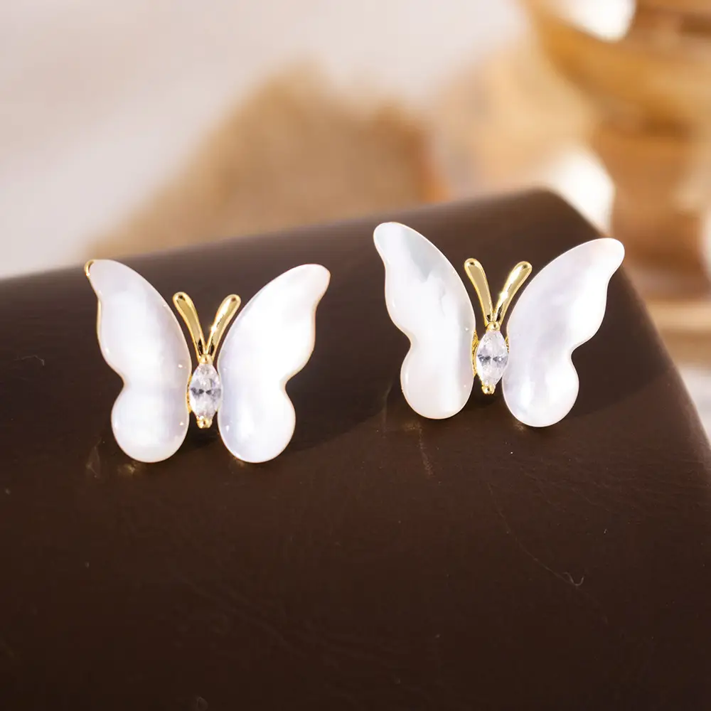 Silver Butterfly Pearl Earrings for Women - Image 53