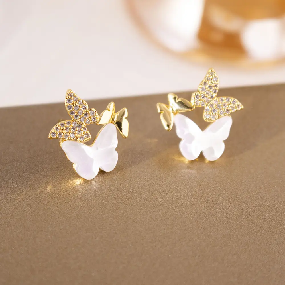 Silver Butterfly Pearl Earrings for Women - Image 14