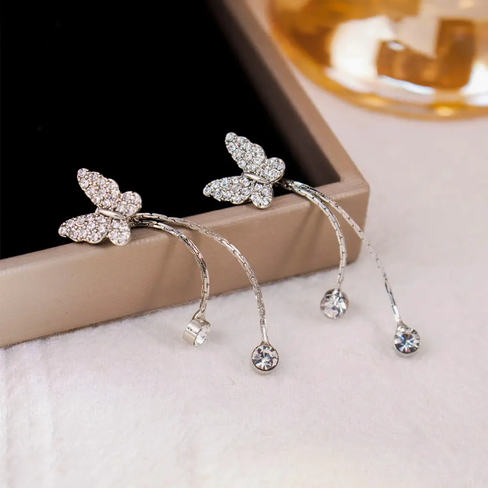 Silver Butterfly Pearl Earrings for Women - Image 24
