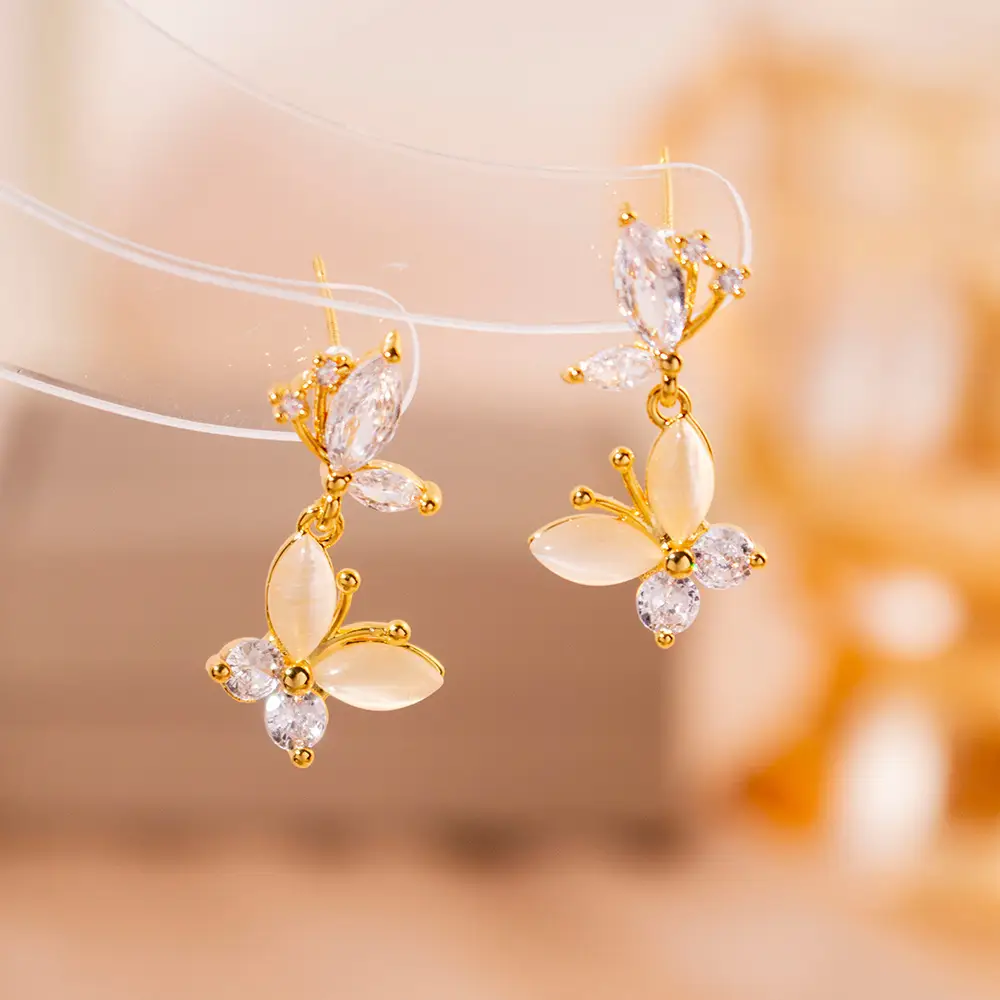 Silver Butterfly Pearl Earrings for Women - Image 25