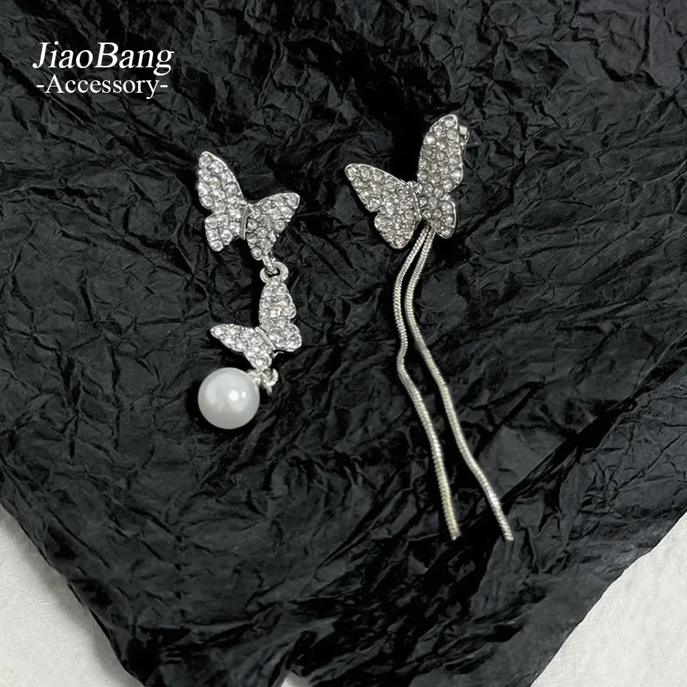 Silver Butterfly Pearl Earrings for Women - Image 40