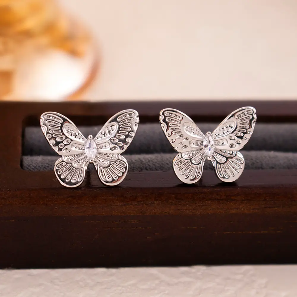 Silver Butterfly Pearl Earrings for Women - Image 48