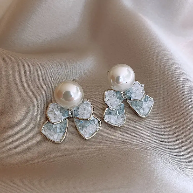 Silver Butterfly Pearl Earrings for Women - Image 5