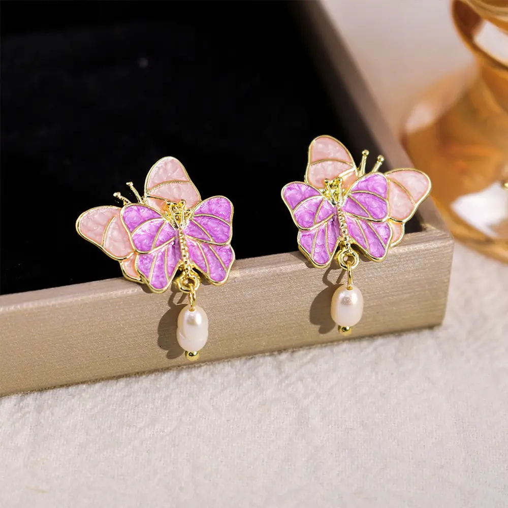 Silver Butterfly Pearl Earrings for Women - Image 51